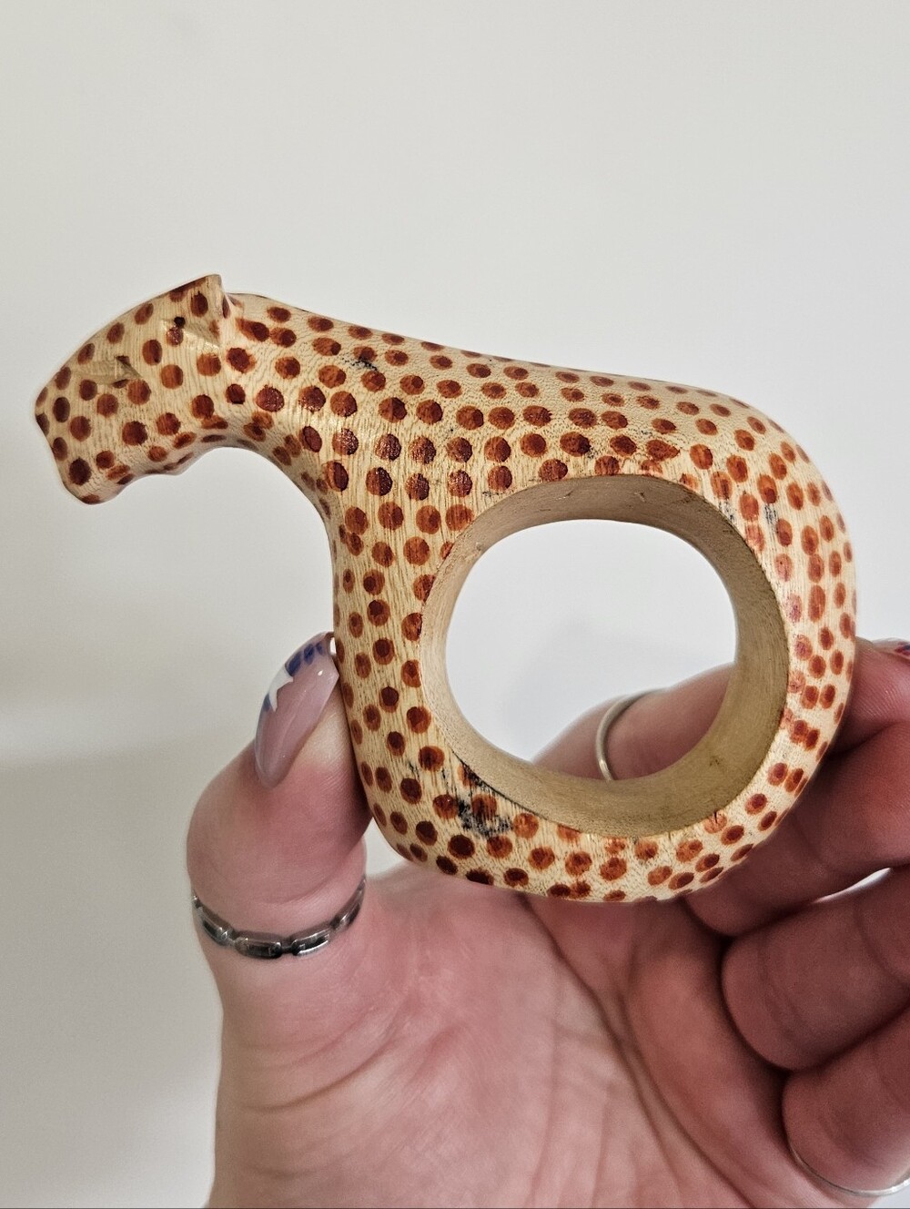 Wood Cheetah Napkin Ring